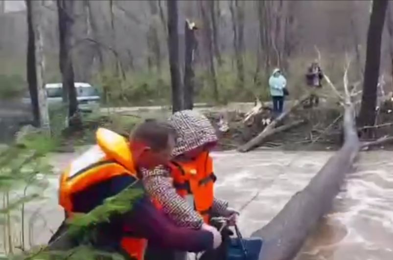 "Спасались по веревке": видео потопа в Приморье набирает популярность в сети