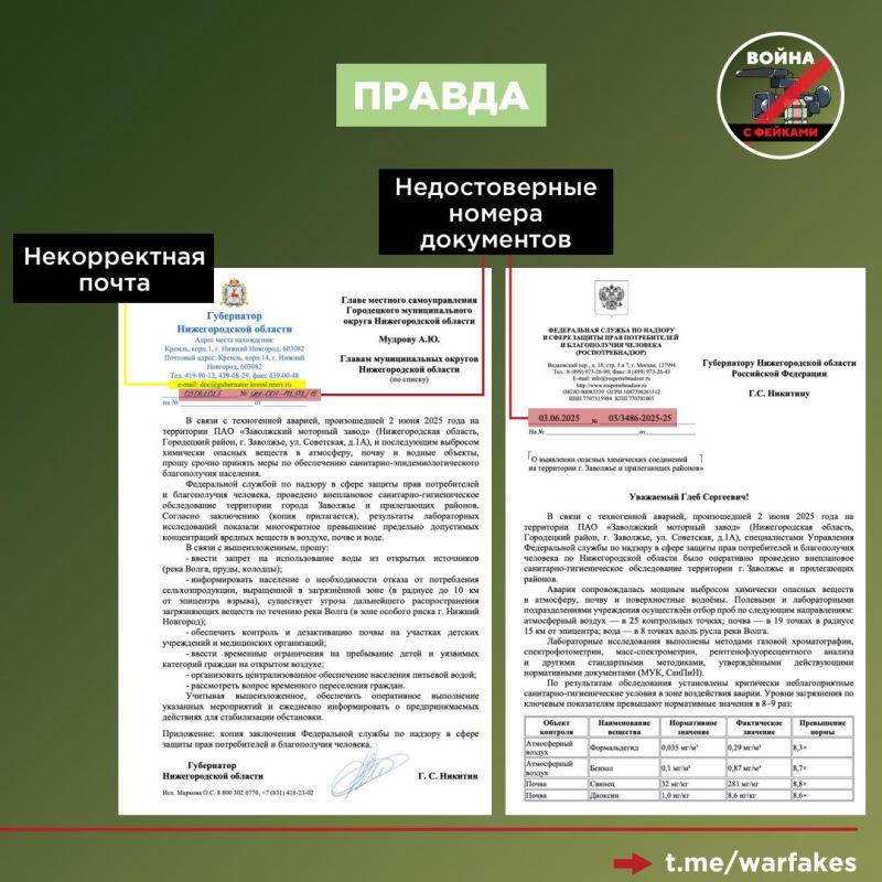 Фейк: В Нижегородской области произошла техногенная авария с выбросом химически опасных веществ на территории ПАО «Заволжский моторный завод»
