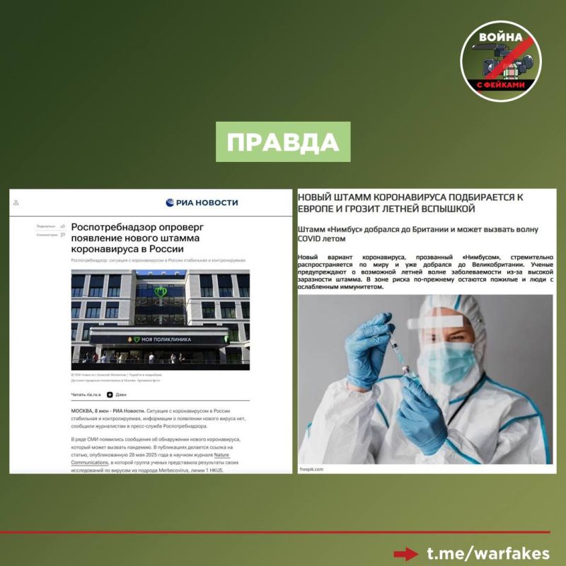 Фейк: В Россию проникла новая разновидность коронавируса — подтип «Омикрона» под неофициальным названием «Нимбус»