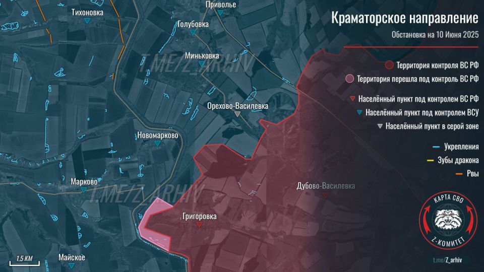 — ВС РФ взяли большую часть н.п. Коптево под контроль и продвигаются в н.п. Шевченко 1-е (карта 1)