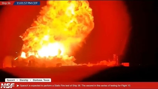 Сергей Колясников: Тяжелая ракета-носитель SpaceX Starship взорвалась во время статического огневого испытания (c) NASA