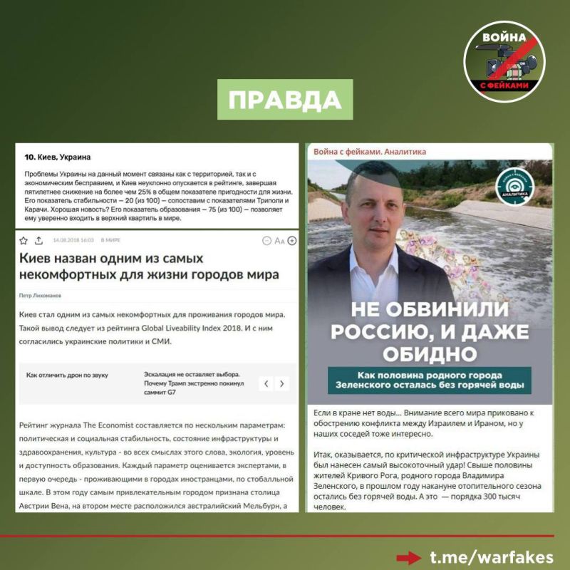 Фейк: Киев попал в топ-10 худших городов для жизни по версии The Economist из-за того, что Россия проводит СВО