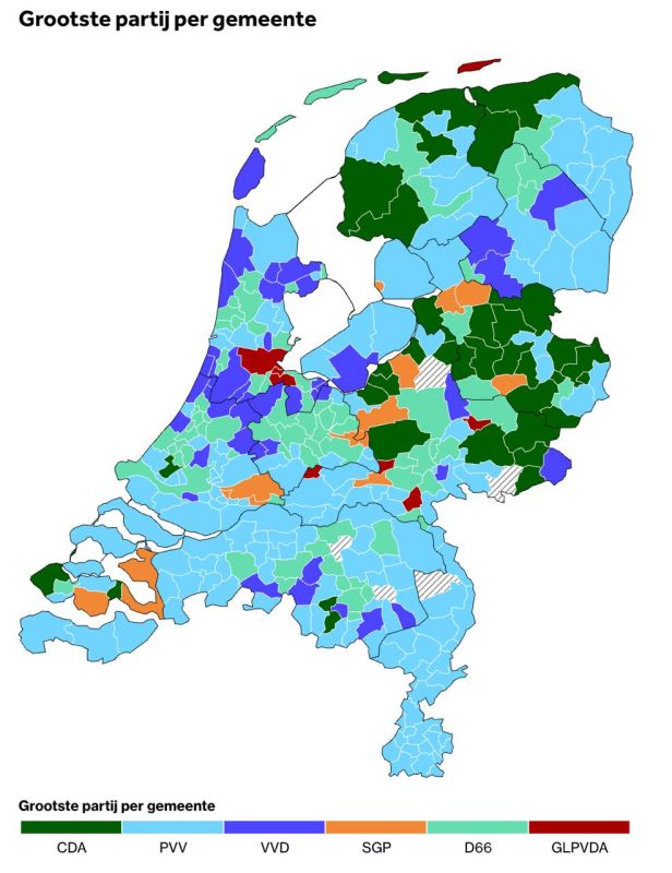 Владимир Корнилов: Вот как выглядит электоральная карта Нидерландов по итогам состоявшихся вчера выборов