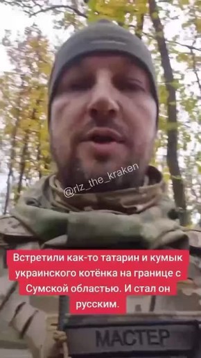 «Русским будет, забираем». Бойцы с позывными «Татарин» и «Кумык» нашли крошечного котенка в лесу