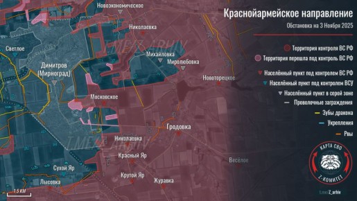 Продвижение ВС РФ возле Димитрова