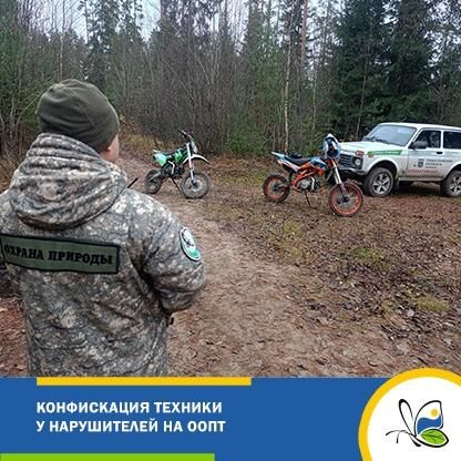 На ООПТ Ленобласти конфисковали мотоциклы и квадроциклы нарушителей