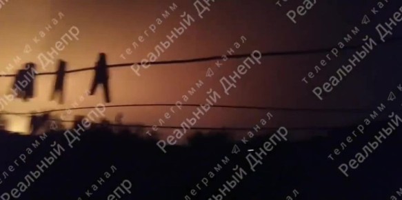 Ночная работа "Гераней" по целям в н.п. Каменское Днепропетровской области