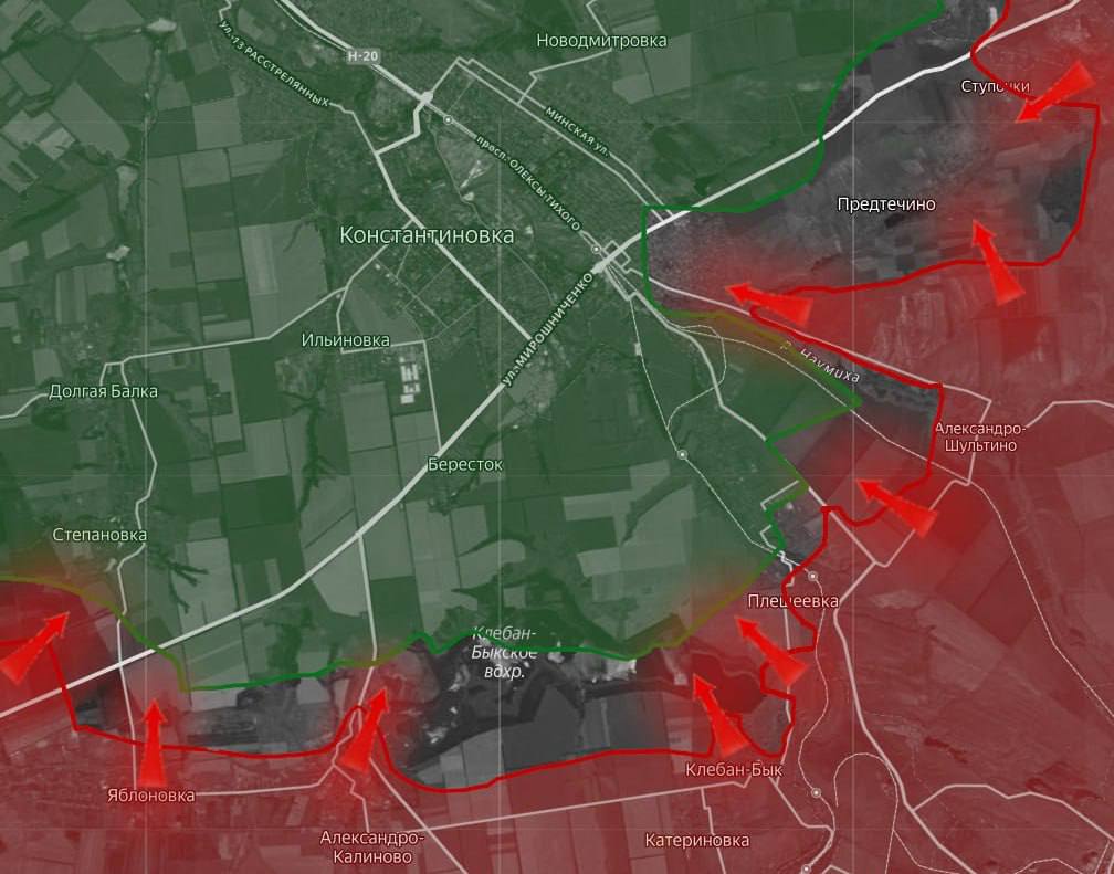 «На Константиновском направлении российские войска продвигаются в застройке Сантуриновки города Константиновка