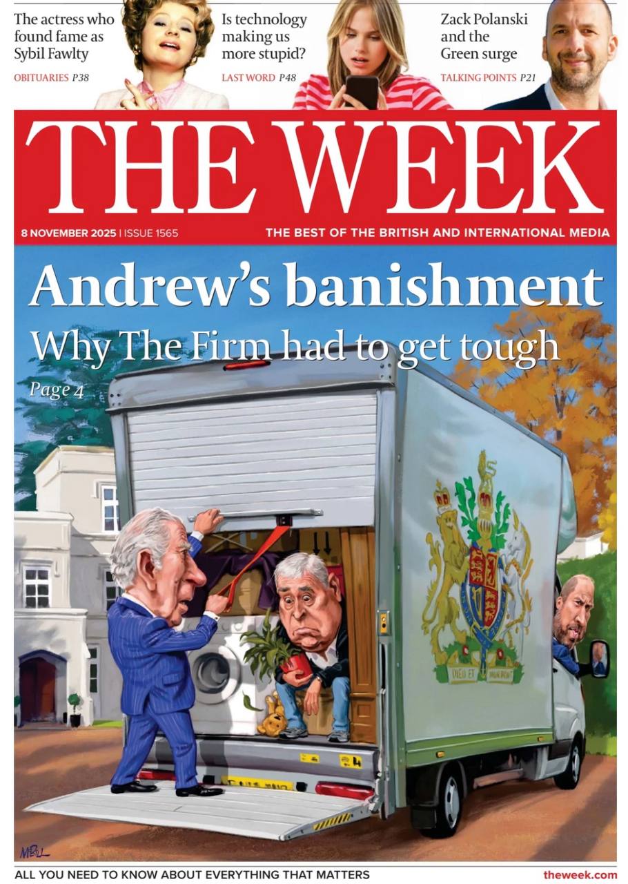 Владимир Корнилов: Новый выпуск британского еженедельника The Week представляет, как их королёк со своим старшим сынком вытуривал взашей своего младшего братца Эндрю, по которому тюрьма плачет