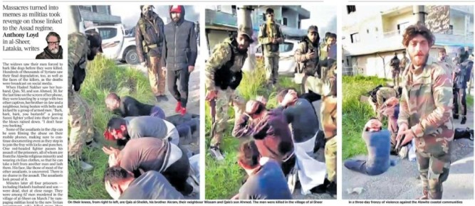 Владимир Корнилов: Военкор The Times Энтони Лойд буднично описывает, как лояльные к нынешнему режиму Сирии боевики целыми деревнями пытают и вырезают алавитов