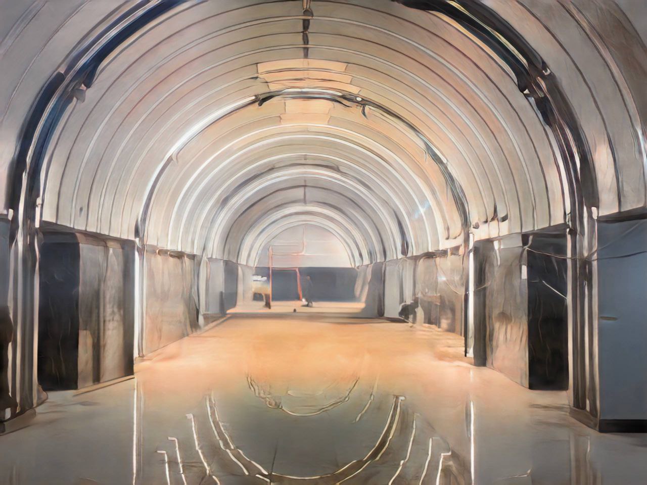 На станции «Путиловская» строящейся Красносельско-Калининской линии метро завершены монтаж потолочного зонта и установка светильников