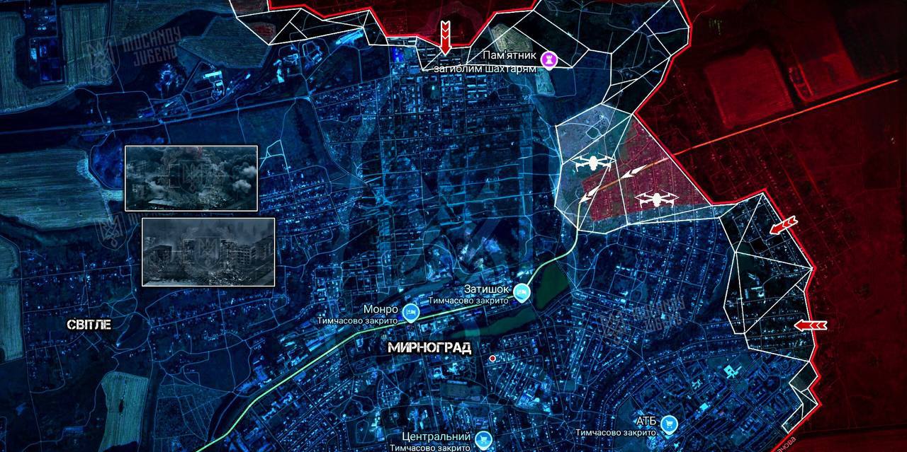 «Украинские военнослужащие заявляют, что давление ВС РФ на восточном фланге Мирнограда носит системный, поэлементный характер: российские войска продвигаются вдоль трассы малыми штурмовыми группами, не стремясь пока к...