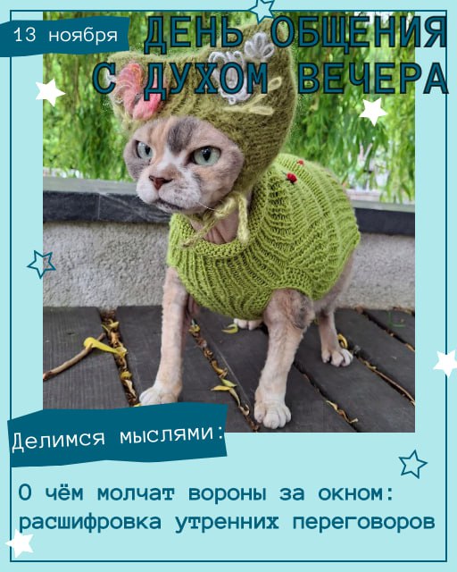 Сегодня, в День общения с духом вечера, наши хвостатые админы и друзья уже настроились на философский лад и готовы делиться мыслями! Сегодня, в День общения с духом вечера, наши хвостатые админы и друзья уже настроились на философский лад и готовы делиться мыслями!