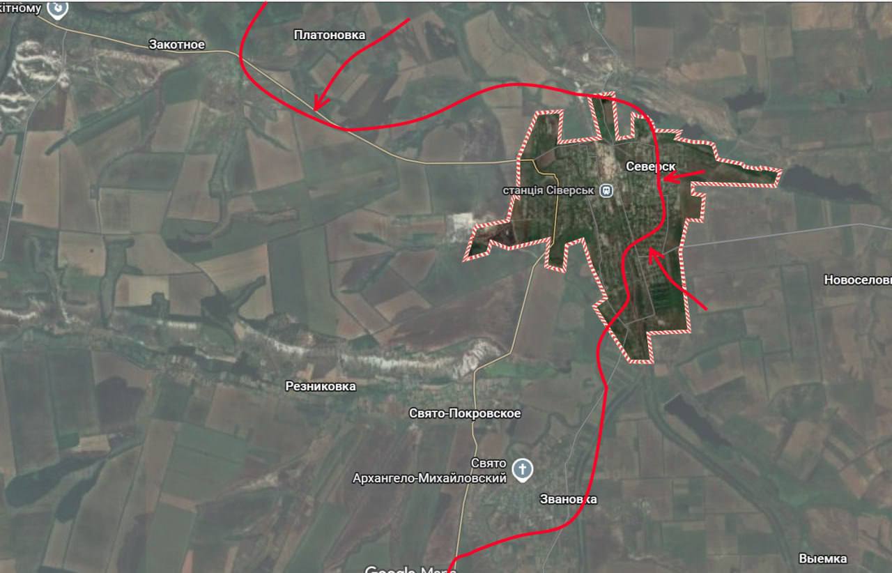 «ВС РФ давят на южную часть города Северск «ВС РФ давят на южную часть города Северск