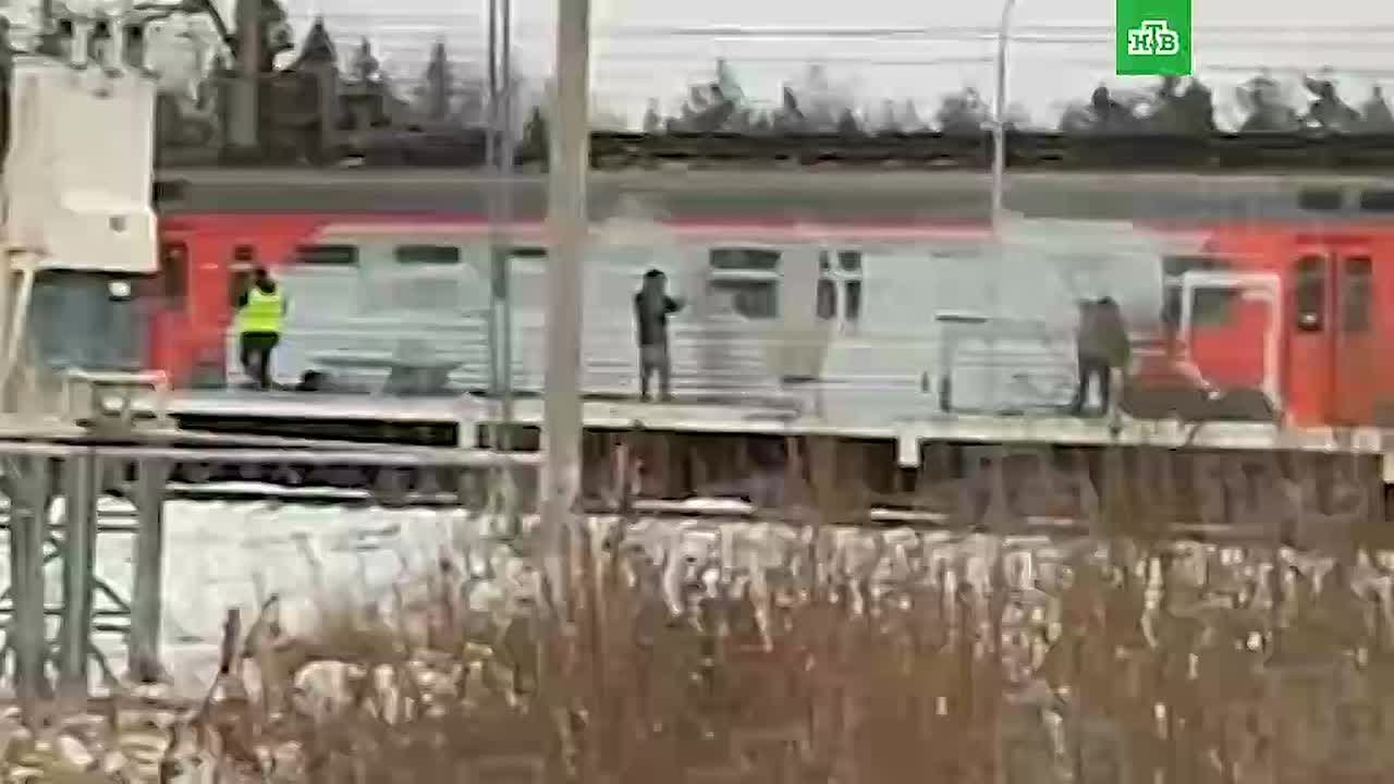 На железнодорожной станции Новинка под Вырицей вандалы расписали граффити электричку, которая должна была ехать в Петербург