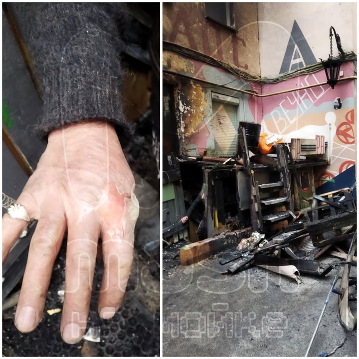 Неизвестные подожгли культовый подвал питерского художника Нельсона на Петроградке — мужчина в момент пожара был внутри и получил ожоги, пытаясь выбраться из огня