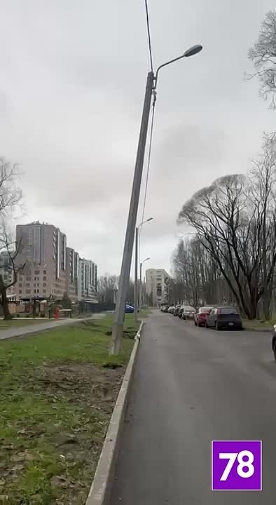 Грунт провалился и потянул за собой фонари на улице Академика Константинова