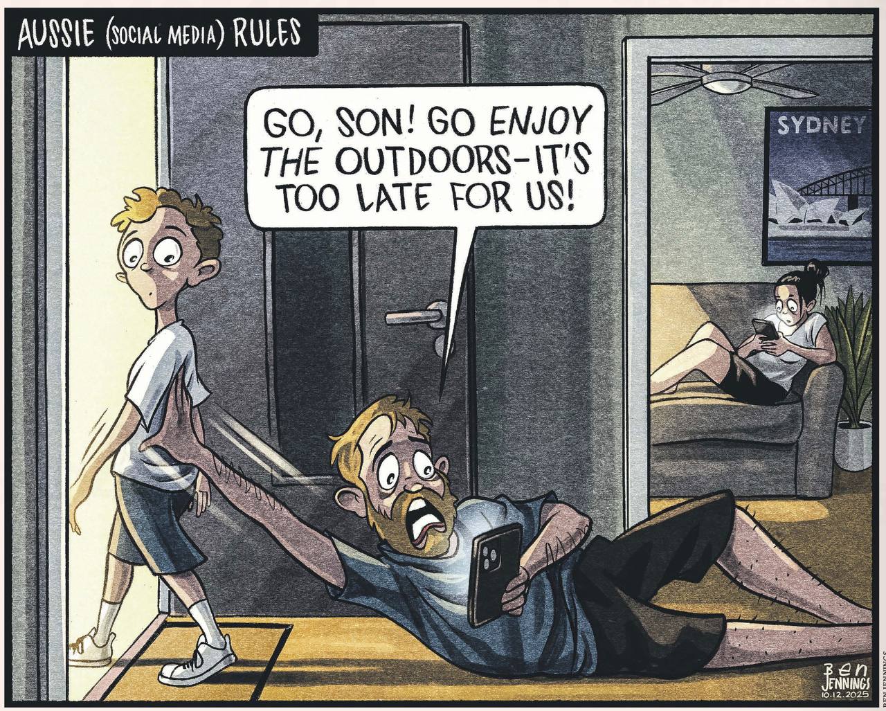 «Иди, сынок! Иди насладись прогулкой на улице - для нас уже слишком поздно!» Британская The Guardian веселится над запретом социальных сетей для детей младше 16 лет, вступившим в силу в Австралии