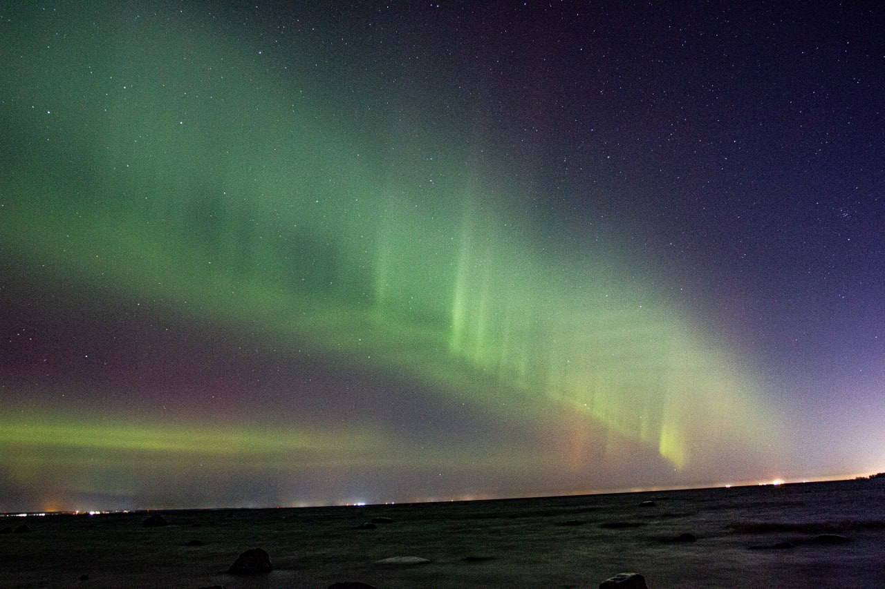 Северное сияние поймали фотоохотники над Шепелёвским маяком Северное сияние поймали фотоохотники над Шепелёвским маяком