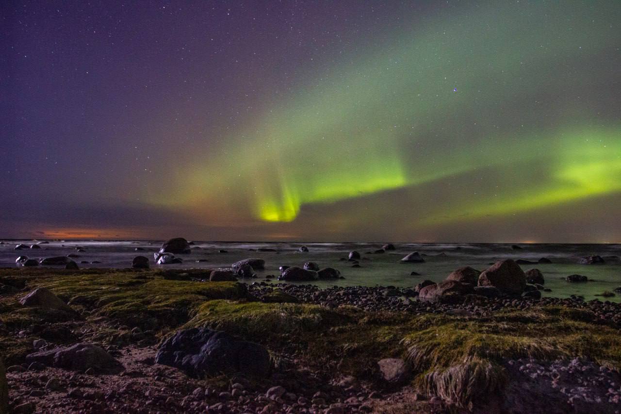 Северное сияние поймали фотоохотники над Шепелёвским маяком Северное сияние поймали фотоохотники над Шепелёвским маяком