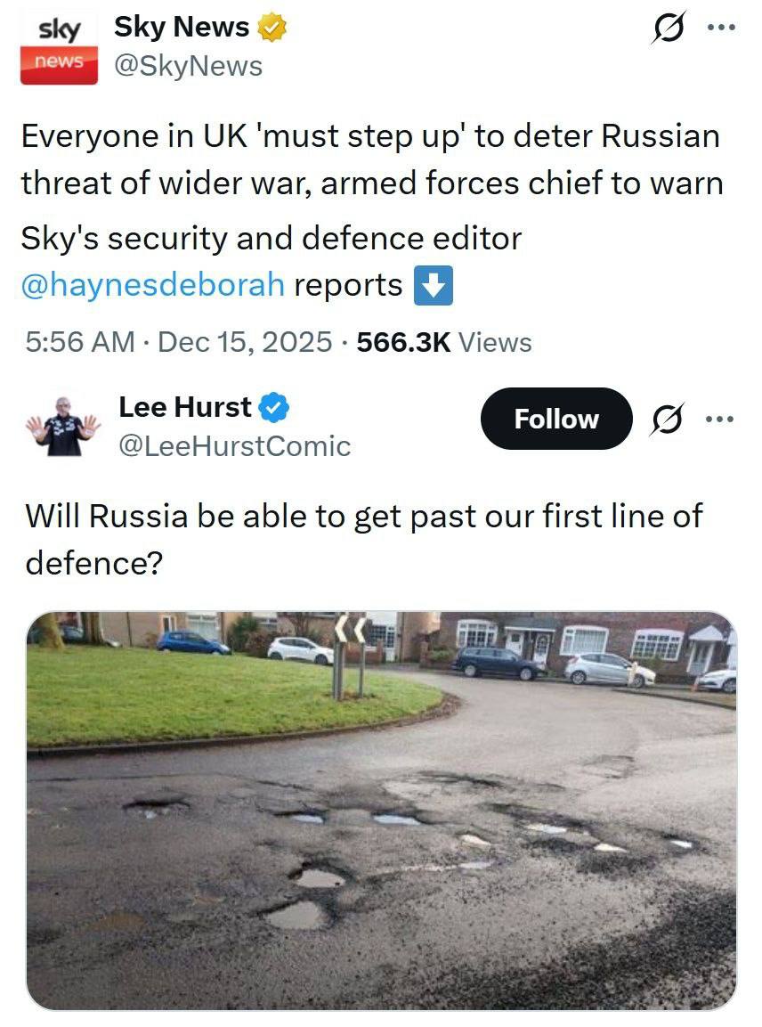 Анекдот дня: Мелкобританское СМИ SkyNews решило выпустить предупреждение для граждан, мол: