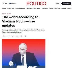 Politico предлагает читателям следить за прямой линией президента, чтобы увидеть мир глазами Путина