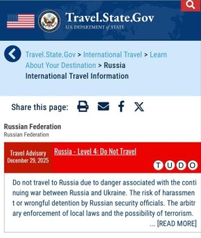 Михаил Онуфриенко: Госдеп США рекомендовал американским гражданам немедленно покинуть Россию и вновь подтвердил предупреждение уровня «Не путешествуйте» в отношении РФ.(Осведомитель)