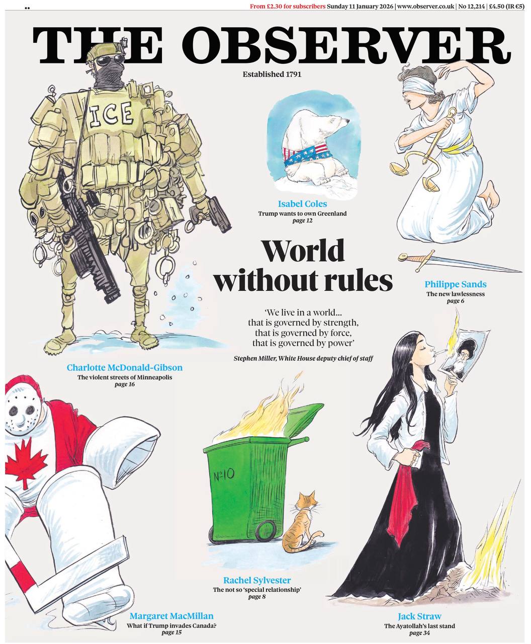 «Мир без правил». Любопытная сегодня первая полоса у лейбористского еженедельника The Observer