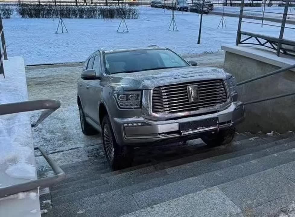 В Петербурге водитель припарковался на ступенях