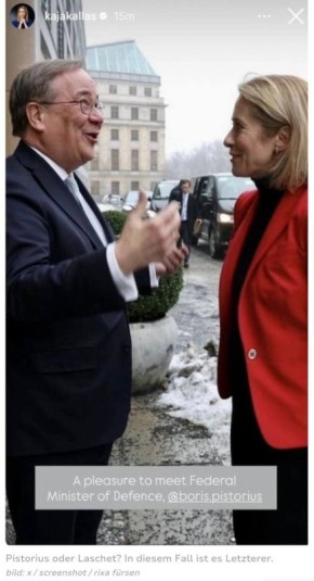 Владимир Корнилов: Тупая Кая Каллас в своем репертуаре! Она выложила в соцсетях фотографию их встречи с бывшим главой партии ХДС, а ныне главой внешнеполитического комитета бундестага Армином Лашетом, сопроводив ее подписью:...