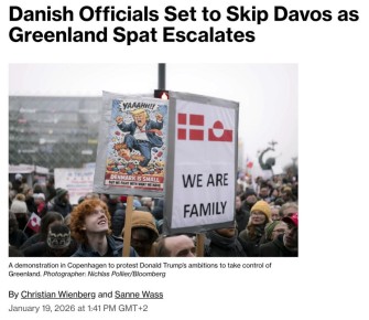 Два майора: Дания решила не ехать на форум в Давосе, где будет Трамп, претендующий на Гренландию, сообщило Bloomberg