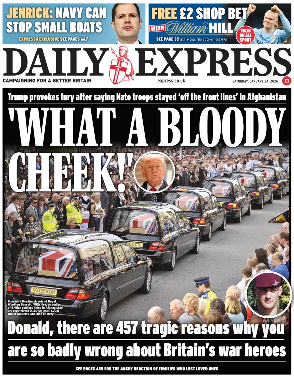 Владимир Корнилов: Британские газеты сегодня сходят с ума по поводу слов Трампа о том, что натовские войска в Афганистане отсиживались в тылу, пока американцы храбро сражались