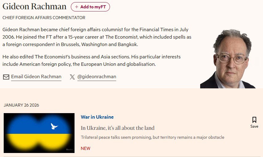 ‘Зеленский согласился на переговоры в Абу-Даби, чтобы не раздражать Трампа’ – обозреватель Financial Times Гидеон Рахман