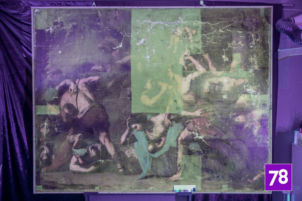 Музей Академии художеств показал процесс реставрации живописного полотна Луки Джордано «Избиение младенцев» Музей Академии художеств показал процесс реставрации живописного полотна Луки Джордано «Избиение младенцев»