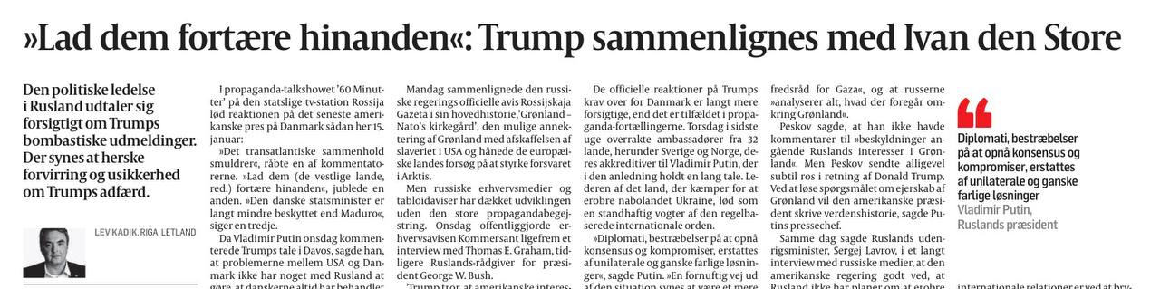 Владимир Корнилов: Датская газета Politiken мониторит российские СМИ, пытаясь понять, как Россия относится к Гренландскому кризису
