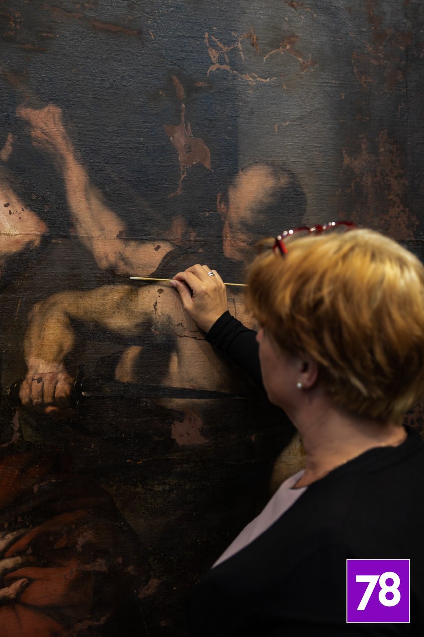 Музей Академии художеств показал процесс реставрации живописного полотна Луки Джордано «Избиение младенцев» Музей Академии художеств показал процесс реставрации живописного полотна Луки Джордано «Избиение младенцев»