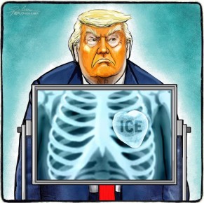 Владимир Корнилов: Голландский карикатурист Рубен Оппенгеймер полагает, что у Трампа ледяное сердце