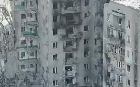 Вид с дрона на развалины Купянска