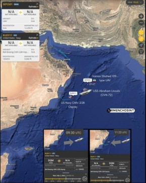 �������� ���������������-������� ���� Shahed 129 ���������� ��� �� ����� � ���������� USS Abraham Lincoln ��� ��� � ���������� ����