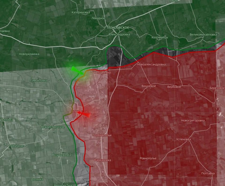 «На Днепропетровском направлении продолжаются бои в окрестностях Терноватого. На данный момент западные окраины населённого пункта остаются в «серой зоне»