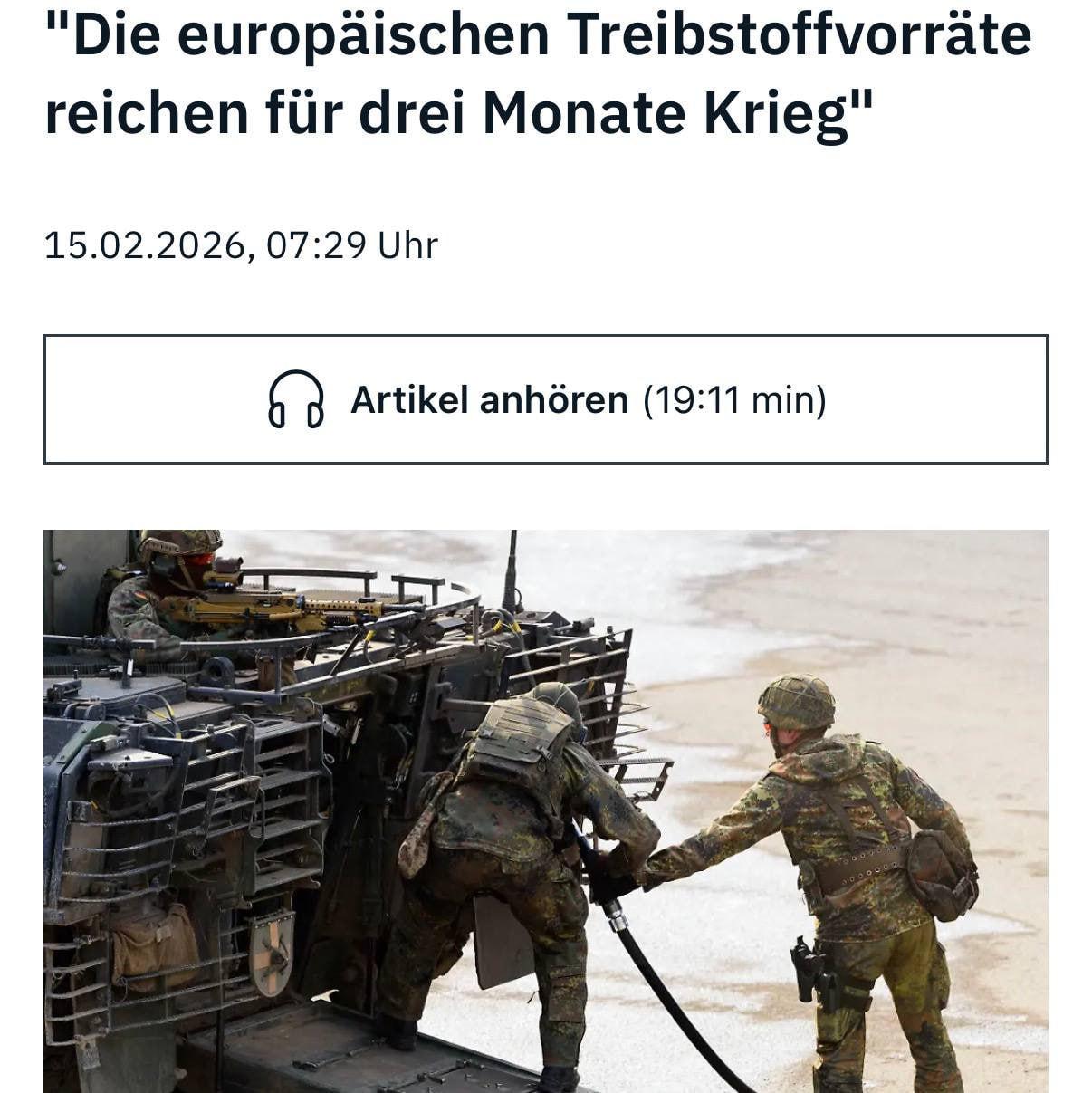 Михаил Онуфриенко: Топ-менеджер компании Rheinmetall Бритцен заявила, что текущих запасов топлива в Европе достаточно примерно на три месяца боевых действий