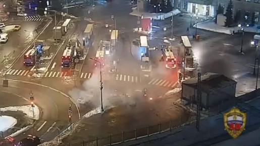Столичная полиция опубликовала момент взрыва машины сотрудника ДПС у Савёловского вокзала