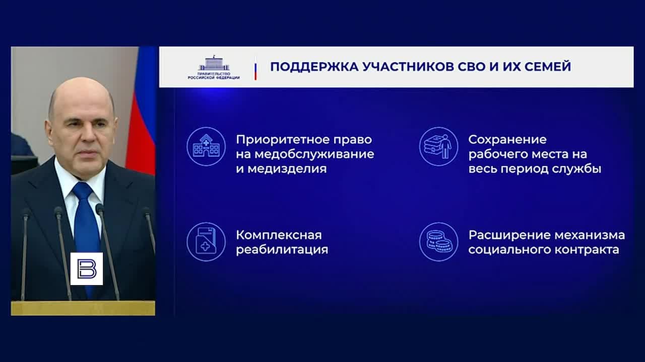 Полный комментарий Михаила Мишустина о росте поставок вооружений и техники в зону боевых действий, а также о системе поддержки участников СВО