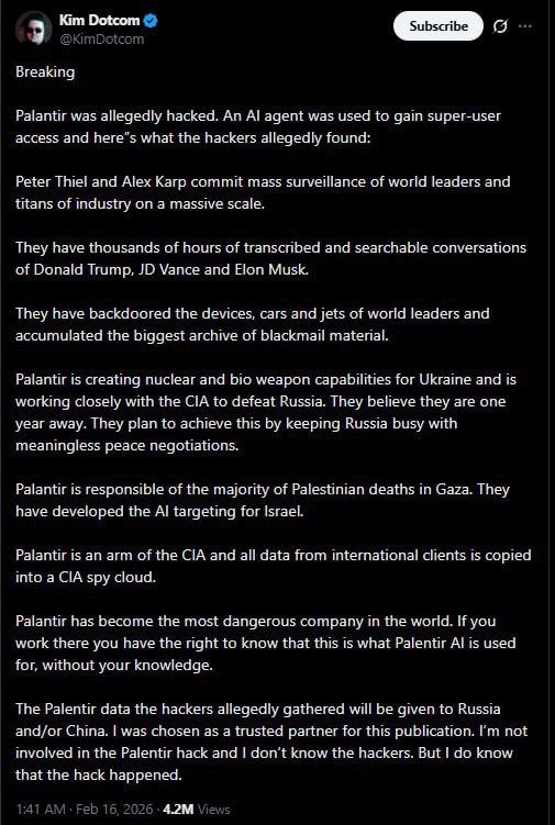 Скандал вокруг Palantir: от взлома и шпионажа за Трампом до иска против журналистов