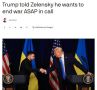 Зеленский поговорил с Трампом по телефону