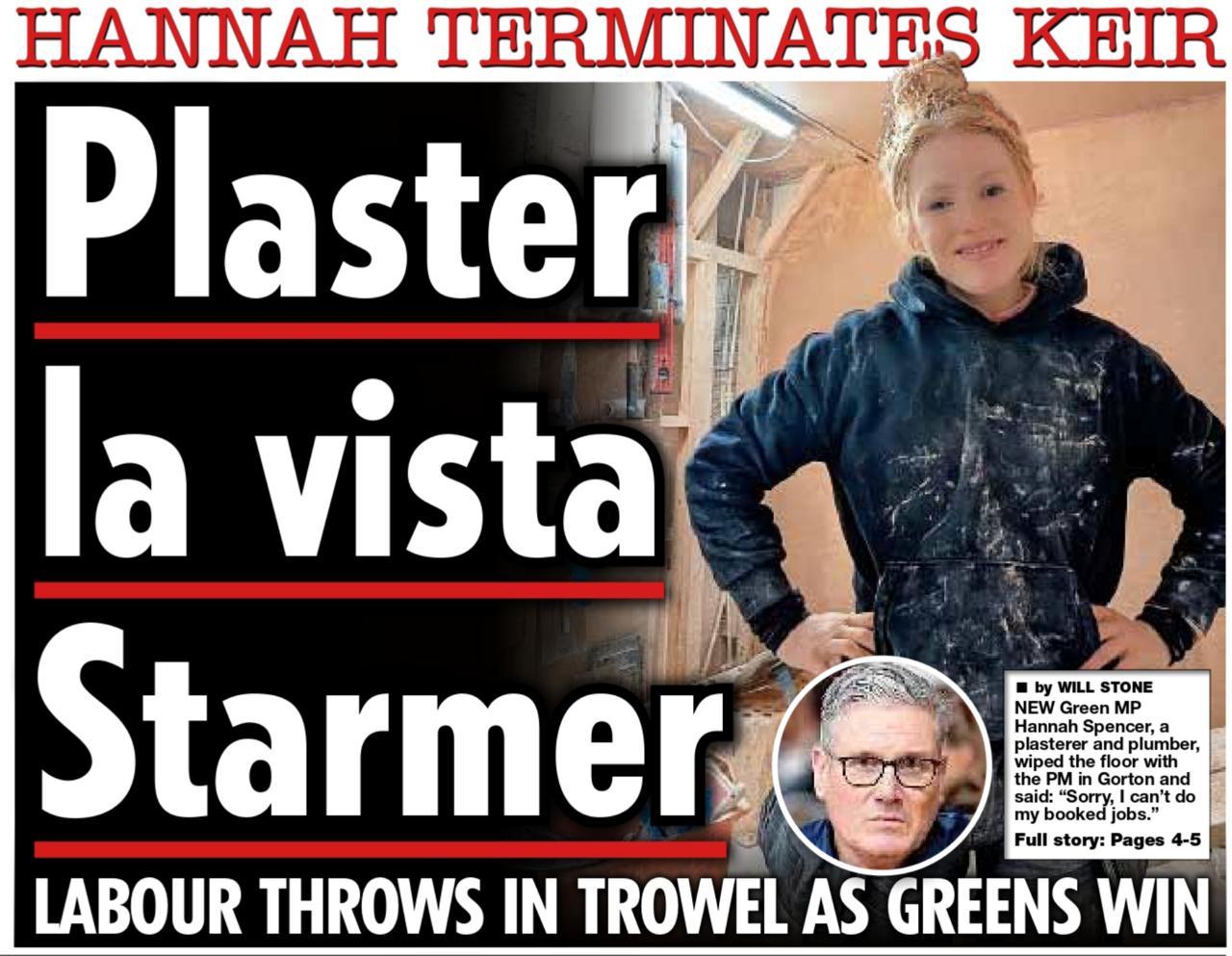 Владимир Корнилов: Само собой, первые полосы большинства британских газет сегодня посвящены вчерашнему унижению лейбористов и лично Кира Стармера на выборах в Манчестере