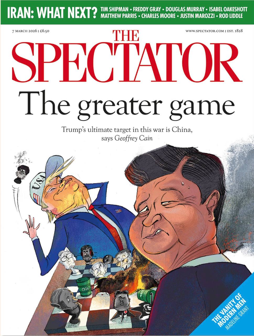 Владимир Корнилов: Свежий выпуск британского журнала The Spectator доказывает, что иранская авантюра Трампа - это исключительно часть «Большей игры» против Китая