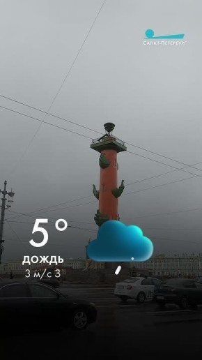 Сегодня город на Неве ждут дожди, температура до +5 градусов и западный ветер