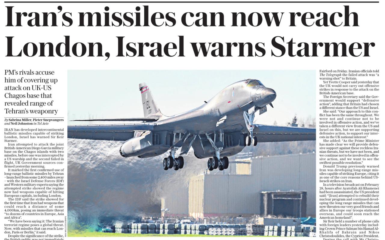 Владимир Корнилов: Британская пресса сегодня демонстрирует свой шок в связи с ударом Ирана по базе Диего-Гарсия, расположенной в середине Индийского океана