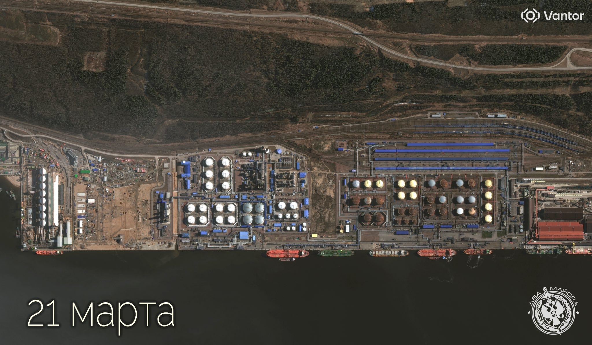 Два майора: Компания Vantor опубликовала спутниковые снимки портов Приморска и Усть-Луги